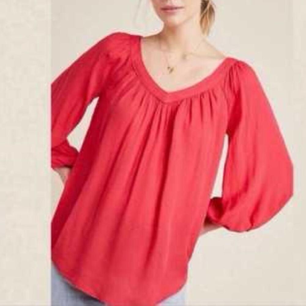 Maeve Anthropologie Boswell Peasant Blouse 3/4 Balloon Sleeves Size 4